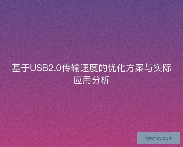 基于USB2.0传输速度的优化方案与实际应用分析