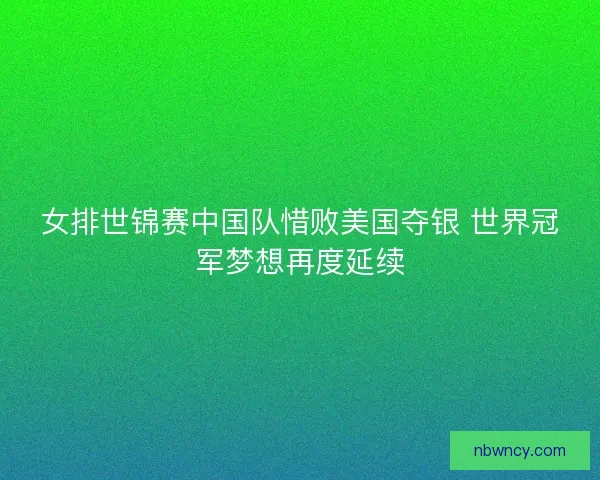 女排世锦赛中国队惜败美国夺银 世界冠军梦想再度延续
